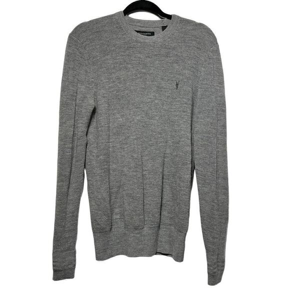 AllSaints Men’s Ivar Merino Crew Neck RamsKull Sweater / Size-Medium
